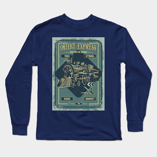 RETRO TRAIN Long Sleeve T-Shirt by CatCoconut-Art